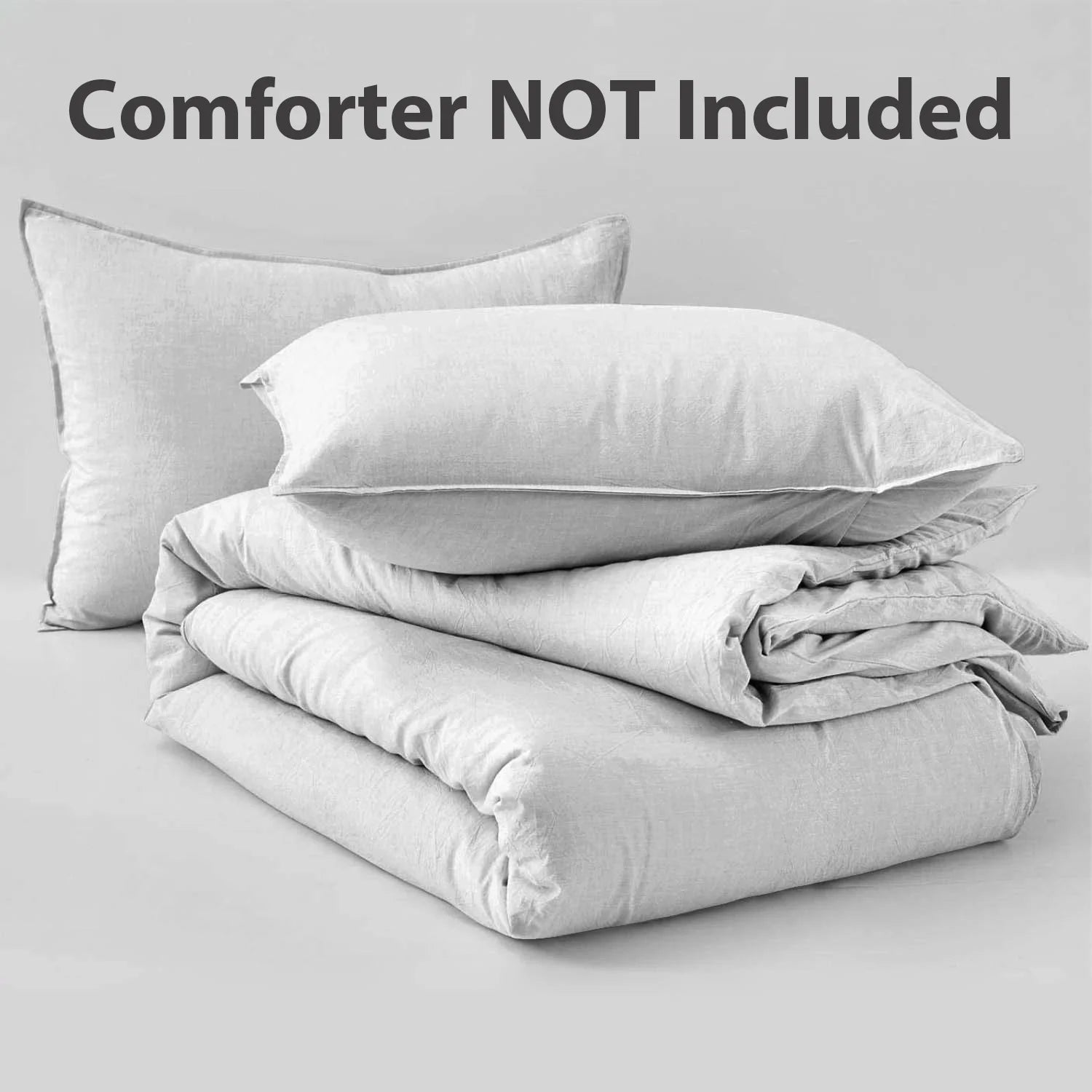 Duvet Cover Set Soft Washed Microfiber Duvet Cover 3 Pieces King Light Grey