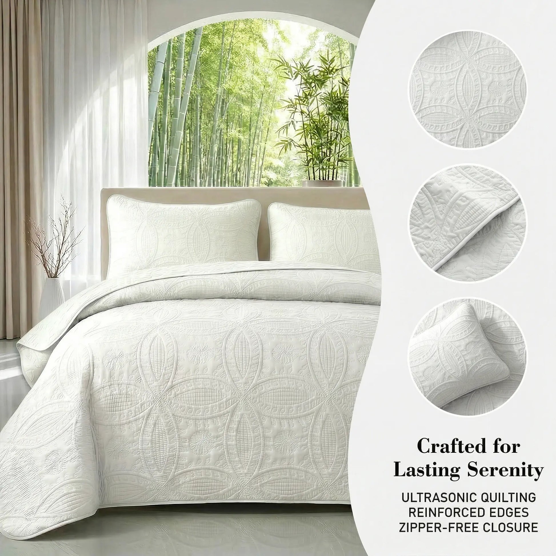 Ultrasonic 2/3-Piece Embossed Bedspread Coverlet Set – Lightweight All-Season Bedding, Soft Microfiber with Pillowcases, Machine Washable, Sizes Twin/Queen/King, Bed Accessories, All-Season Suitable Gift Aesthetic Decor Tiktokshopspringglowup
