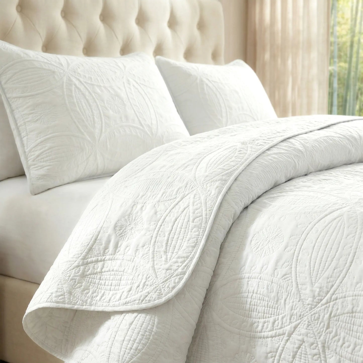 Ultrasonic 2/3-Piece Embossed Bedspread Coverlet Set – Lightweight All-Season Bedding, Soft Microfiber with Pillowcases, Machine Washable, Sizes Twin/Queen/King, Bed Accessories, All-Season Suitable Gift Aesthetic Decor Tiktokshopspringglowup