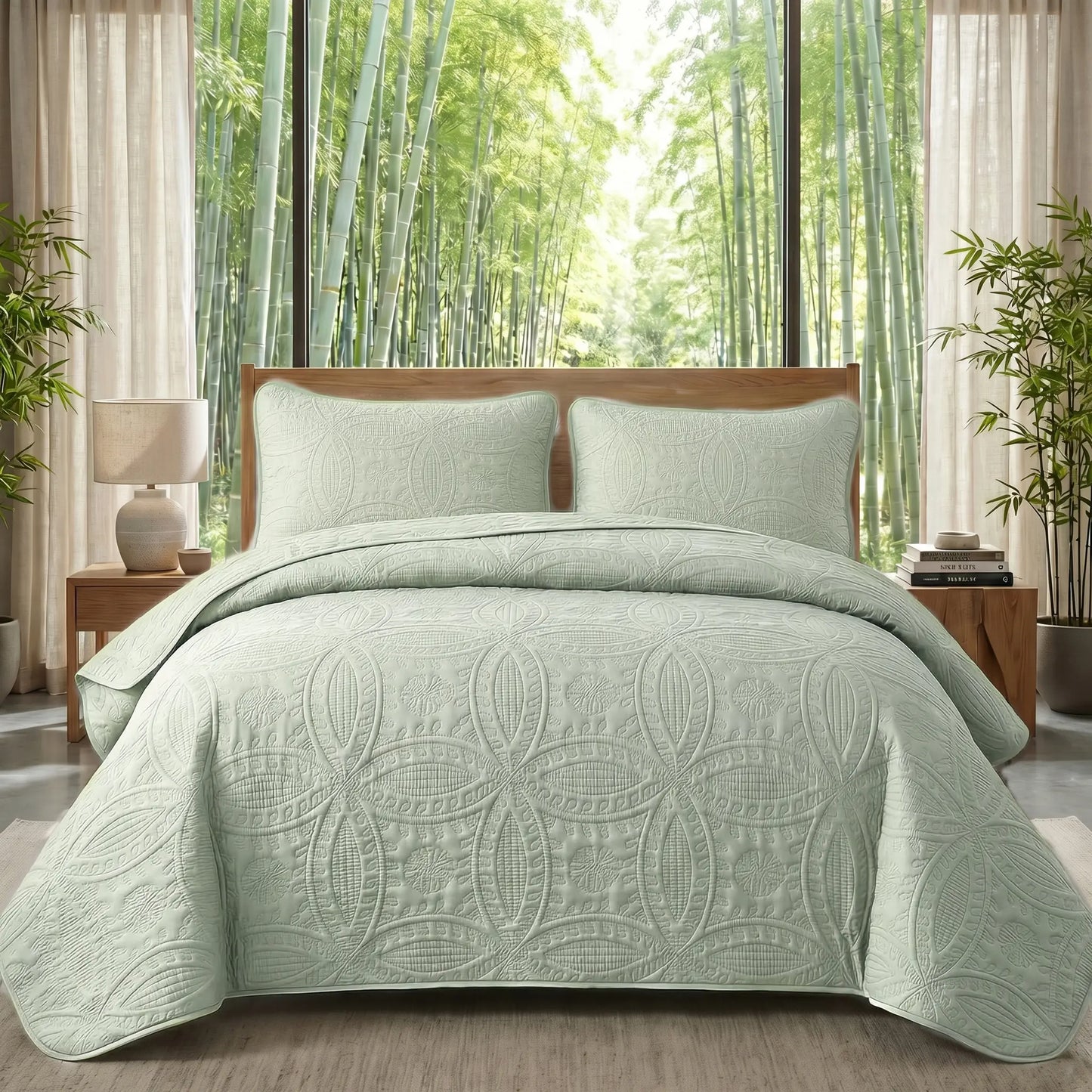 Ultrasonic 2/3-Piece Embossed Bedspread Coverlet Set – Lightweight All-Season Bedding, Soft Microfiber with Pillowcases, Machine Washable, Sizes Twin/Queen/King, Bed Accessories, All-Season Suitable Gift Aesthetic Decor Tiktokshopspringglowup