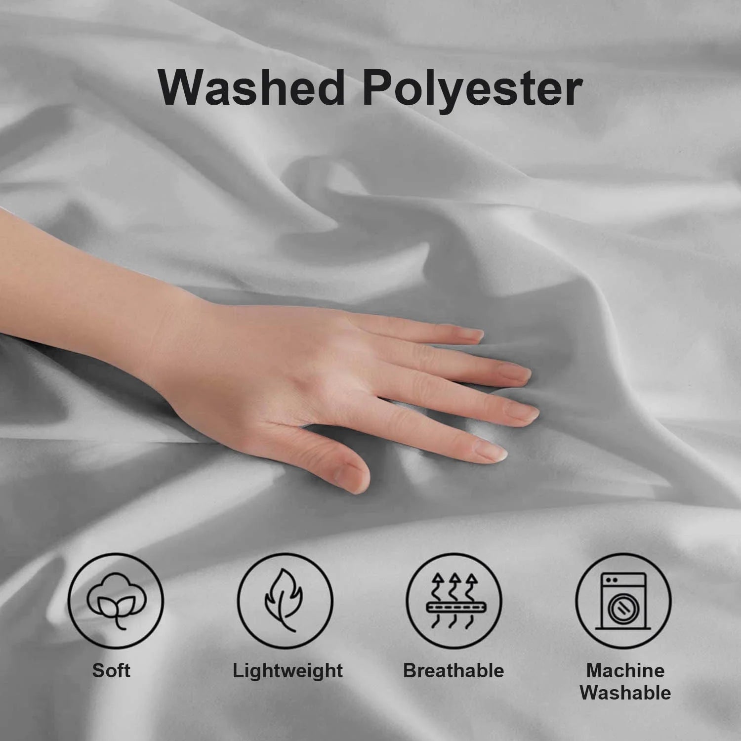 Duvet Cover Set Soft Washed Microfiber Duvet Cover 3 Pieces King Light Grey