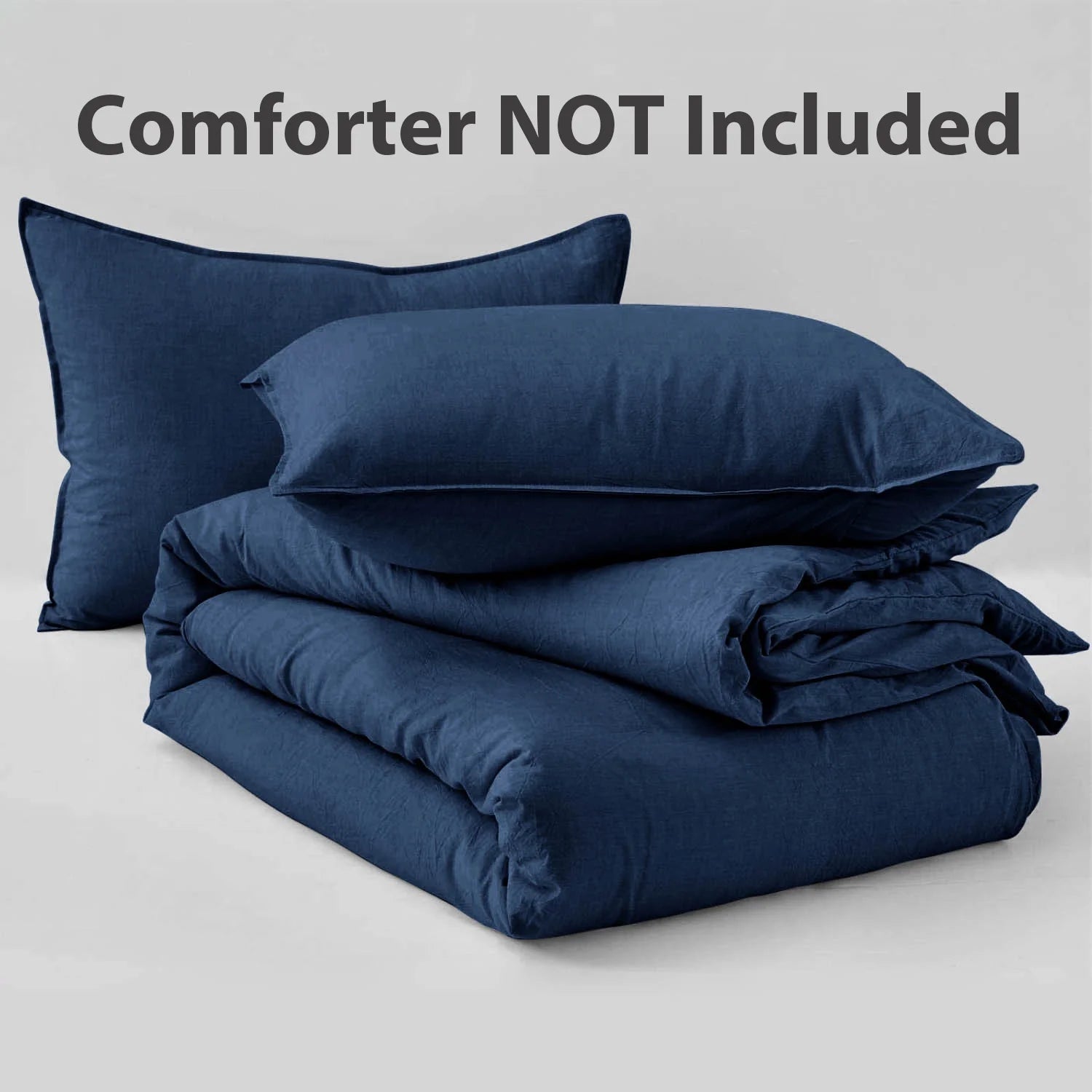 Duvet Cover Set Soft Washed Microfiber Duvet Cover 3 Pieces Queen Navy Blue