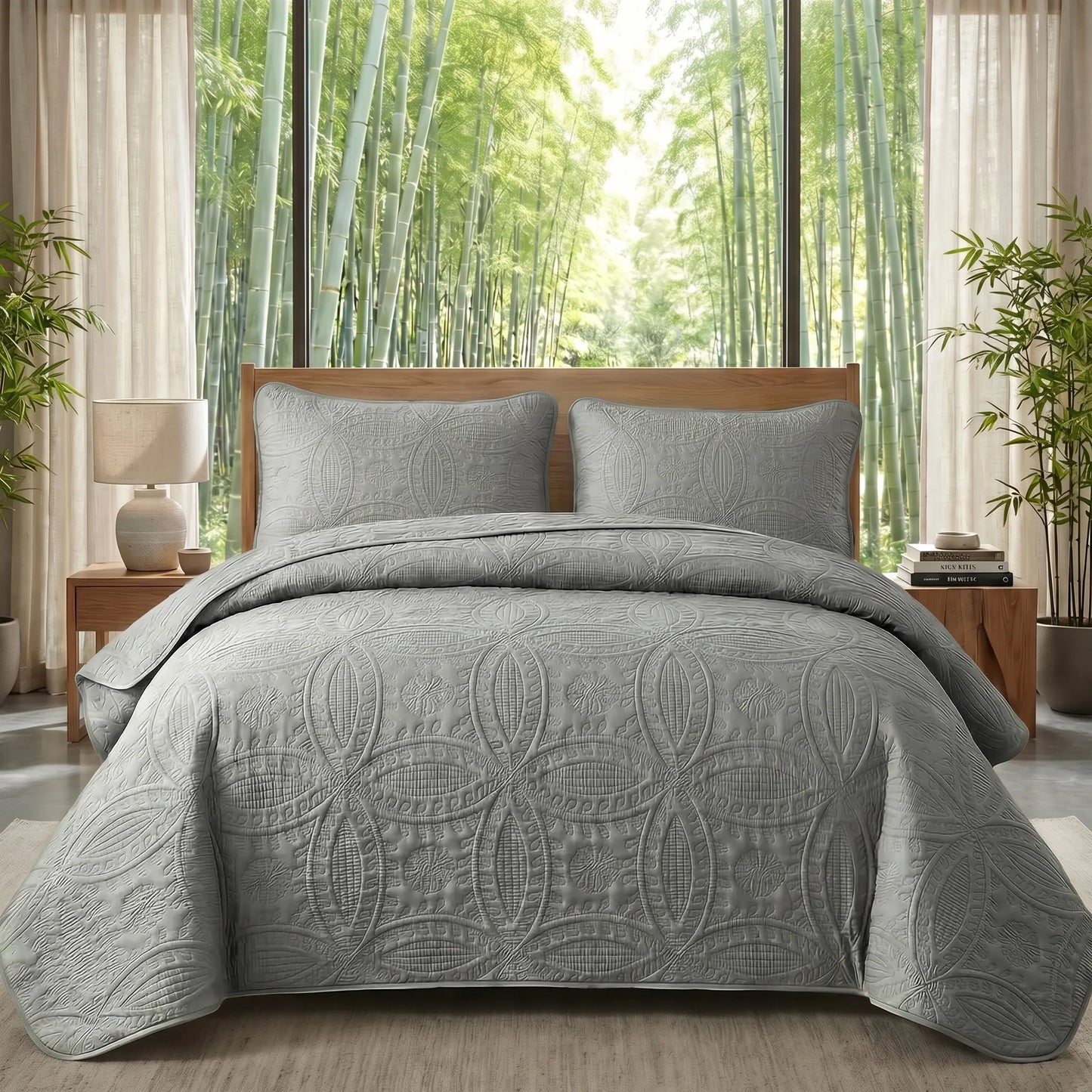 Ultrasonic 2/3-Piece Embossed Bedspread Coverlet Set – Lightweight All-Season Bedding, Soft Microfiber with Pillowcases, Machine Washable, Sizes Twin/Queen/King, Bed Accessories, All-Season Suitable Gift Aesthetic Decor Tiktokshopspringglowup