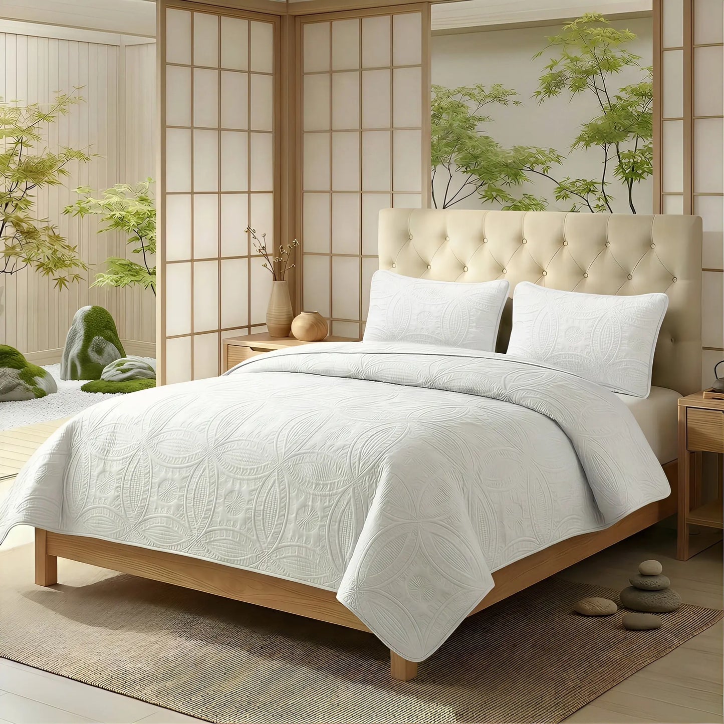 Ultrasonic 2/3-Piece Embossed Bedspread Coverlet Set – Lightweight All-Season Bedding, Soft Microfiber with Pillowcases, Machine Washable, Sizes Twin/Queen/King, Bed Accessories, All-Season Suitable Gift Aesthetic Decor Tiktokshopspringglowup