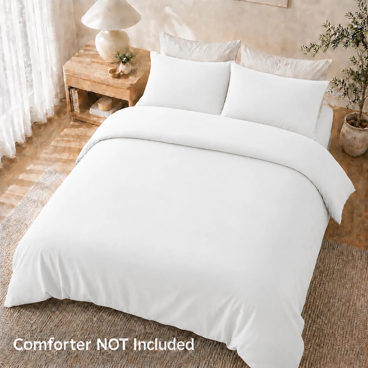 3 Pieces Duvet Cover Set, Soft Washed Microfiber Duvet Cover Queen with 2 Pillow Shams,White