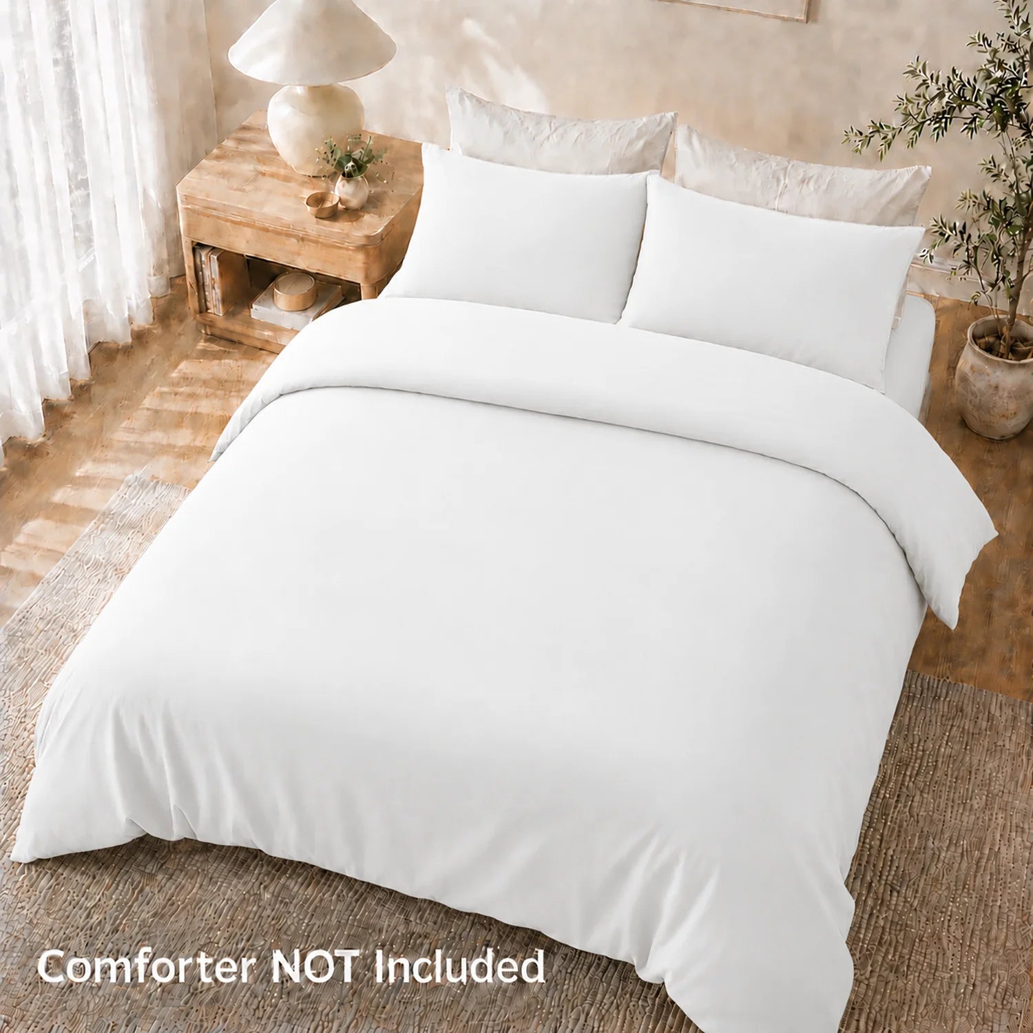 3 Pieces Duvet Cover Set, Soft Washed Microfiber Duvet Cover Queen with 2 Pillow Shams,White